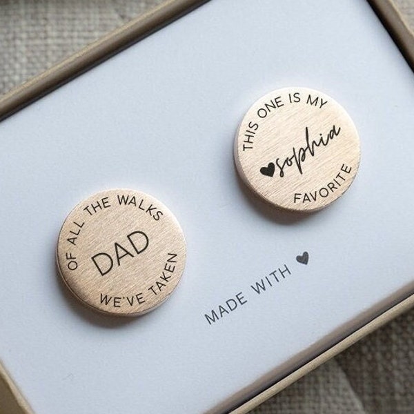 Father of the Bride Gift, Personalized Cufflinks, Custom Engraved Rose Gold Jewelry, My Favorite Walk, Modern Wedding Cuff links, FOTB Gifts