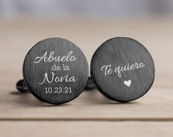 Engraved Personalized Cufflinks, Abuelo de la Novia, Grandpa of the Bride Gift, Te quiera, I love you, Wedding Cuff link