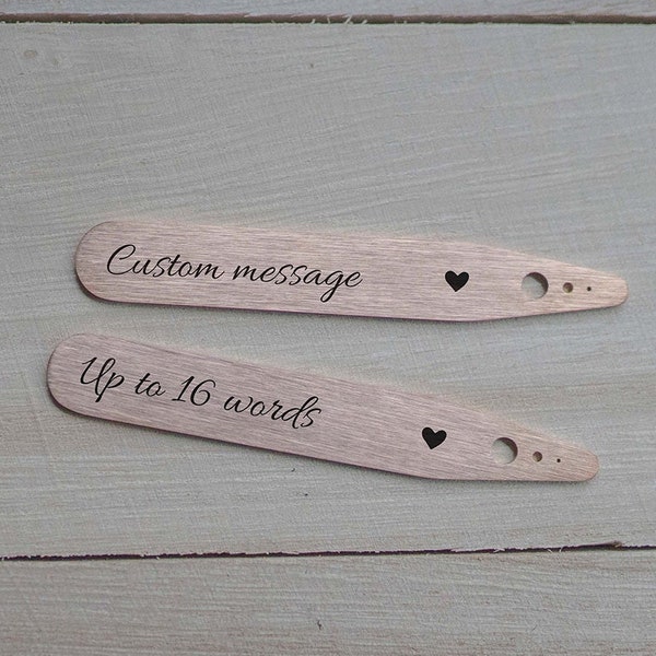 Personalized Collar Stays for Groom from Bride, Father of the Bride Collarstays, Custom Gift for Dad, Engraved Message Wedding Keepsake