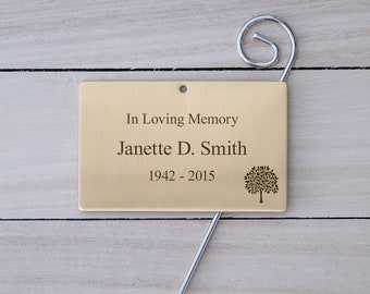 Engraved Brass Garden Tag & Stake Set, Personalized Memorial Marker, Custom Grave Marker Remembrance Plaque, Gardner Gift, Large Garden Tag