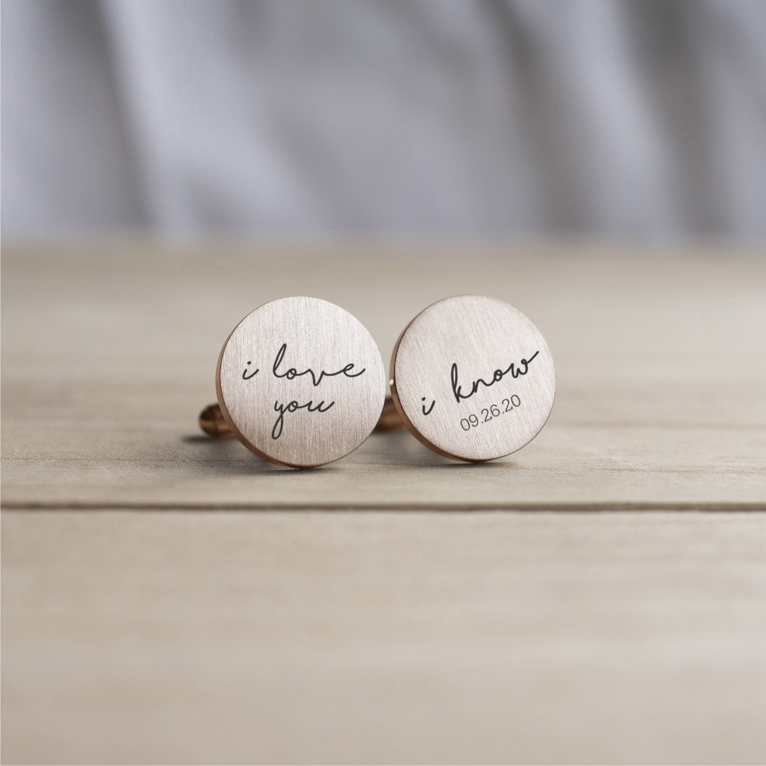 Engraved Personalized Cufflinks, Groom Gift from Bride, Gold Cuff Lin…