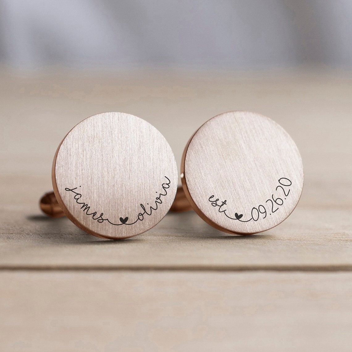 Engraved Personalized Cufflinks, Groom Gift from Bride, Gold Cuff Lin…