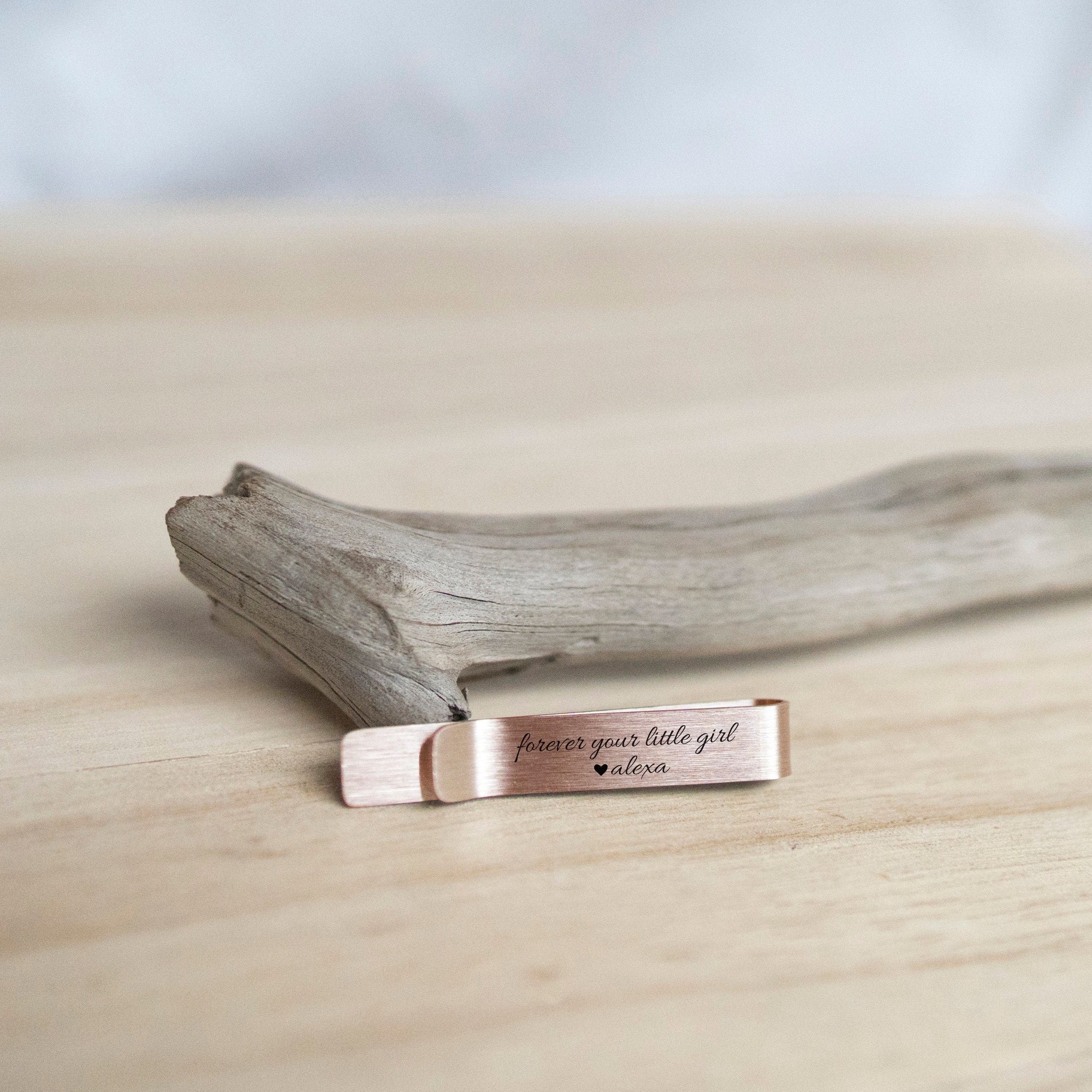 Engraved Tie Bar, Father of the Bride Gift from Bride, Rose Gold Wedd…