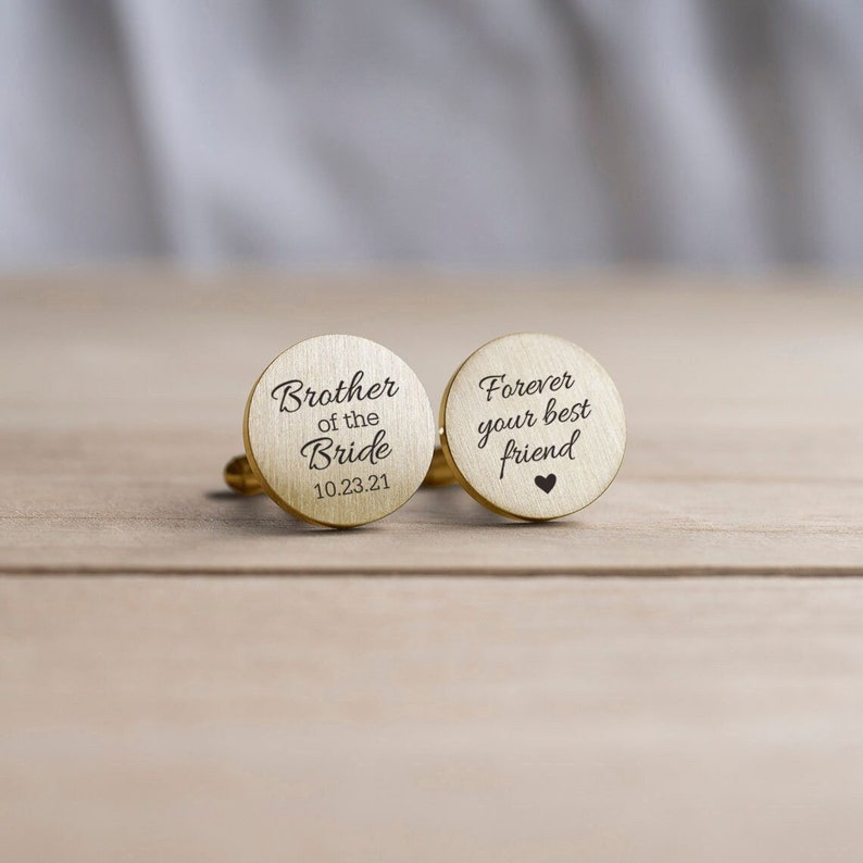 Engraved Personalized Cufflinks, Brother and Best Friend Wedding Cuff links Gift, Sweet Message for Brother of the Bride Gift from Bride 