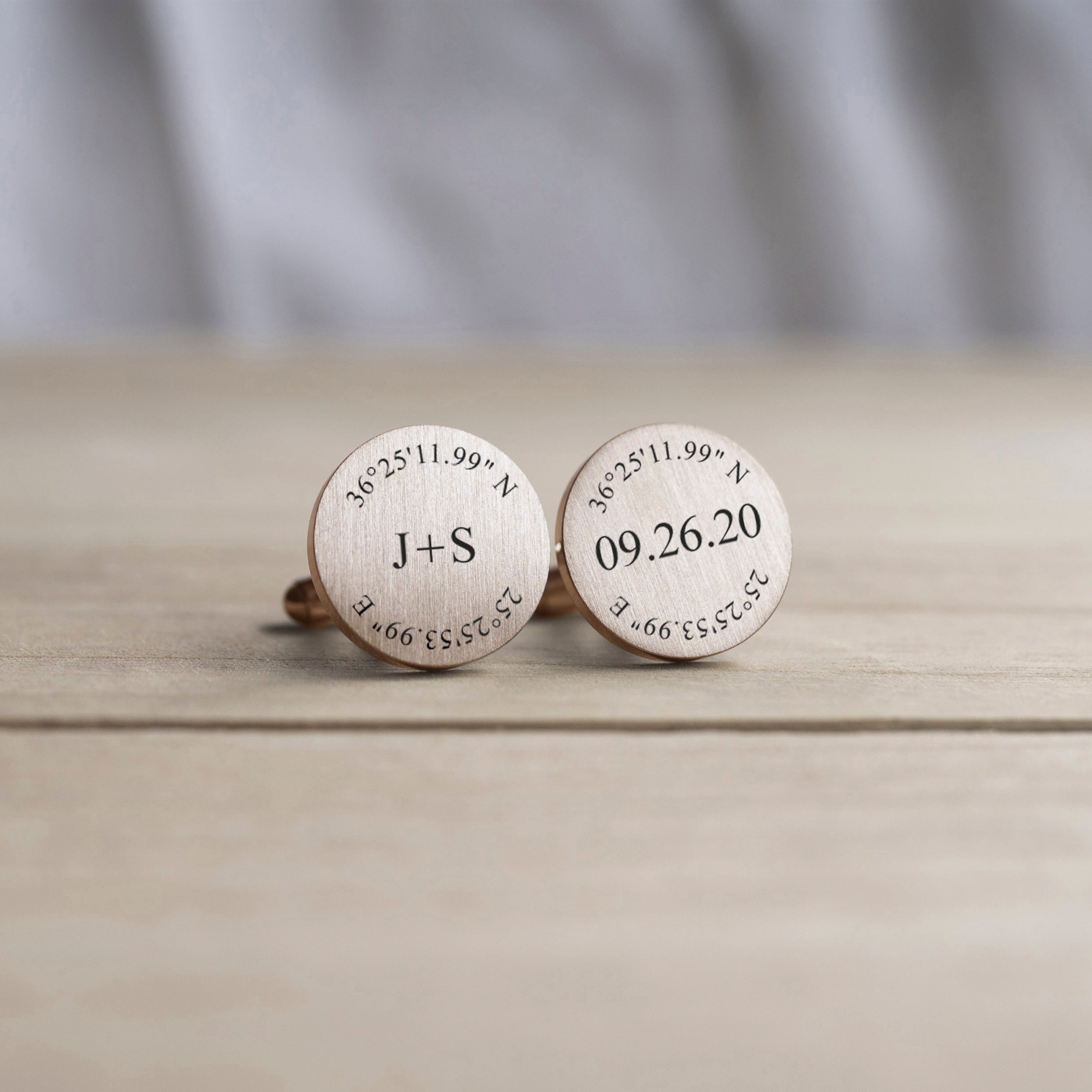Engraved Personalized Cufflinks, Custom Coordinates Groom Gift from B…