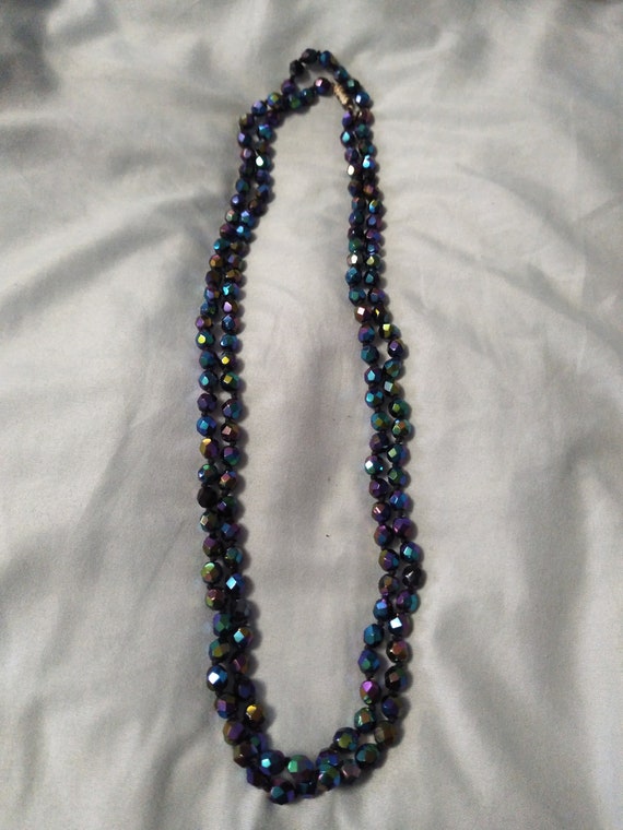 Carnival Glass Beaded Necklace Vintage
