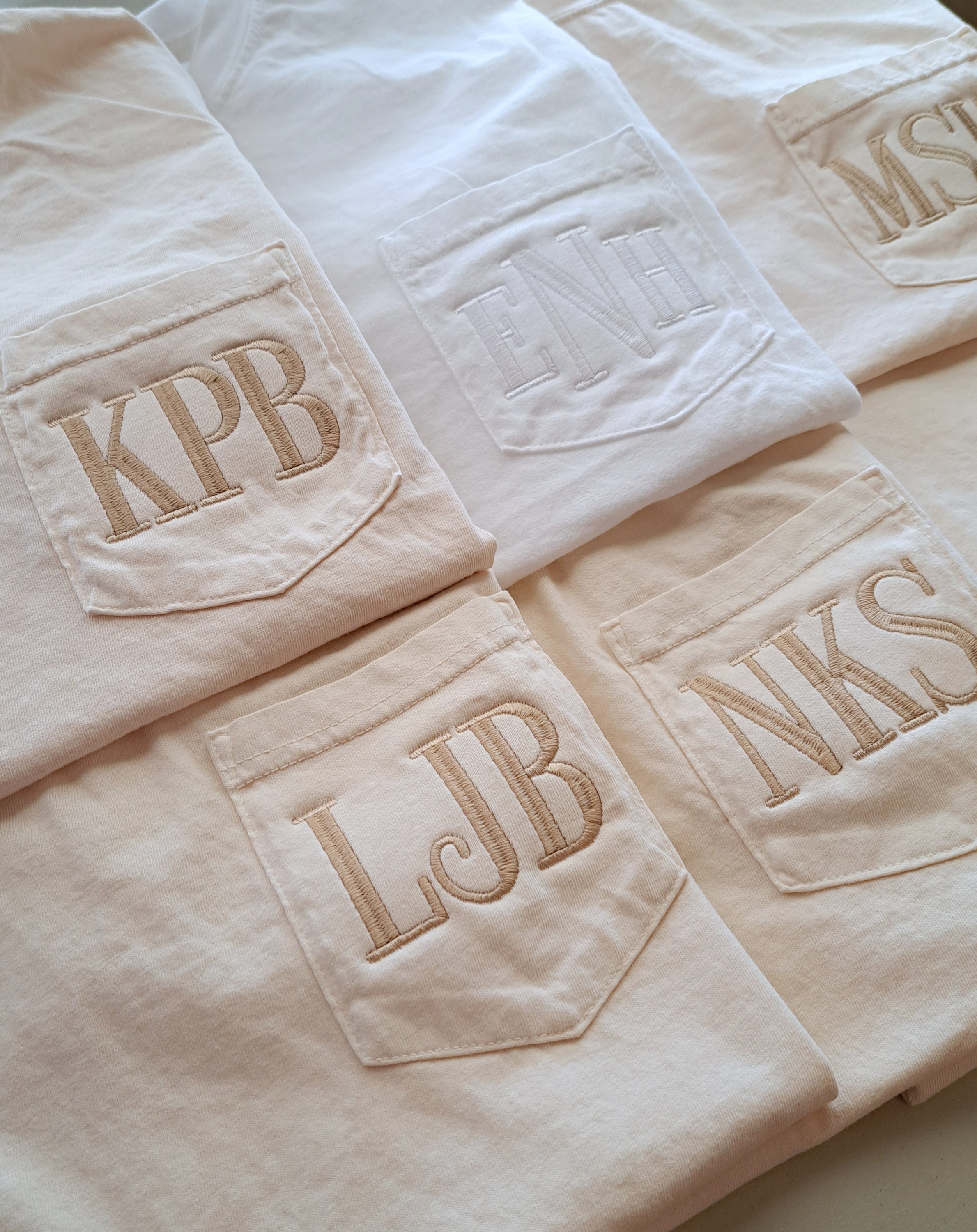 Monogram Bridesmaid Shirts, Embroidered Comfort Colors Pocket Tshirts, Monogrammed Bridal Party Shirts, Cute Bachelorette Tshirts, Oversized