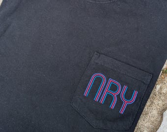 Triple Color Monogram Comfort Colors Pocket Tshirt, School Spirit Shirts, Embroidered Initial Shirts, Bridesmaid Tshirts, Bachelorette