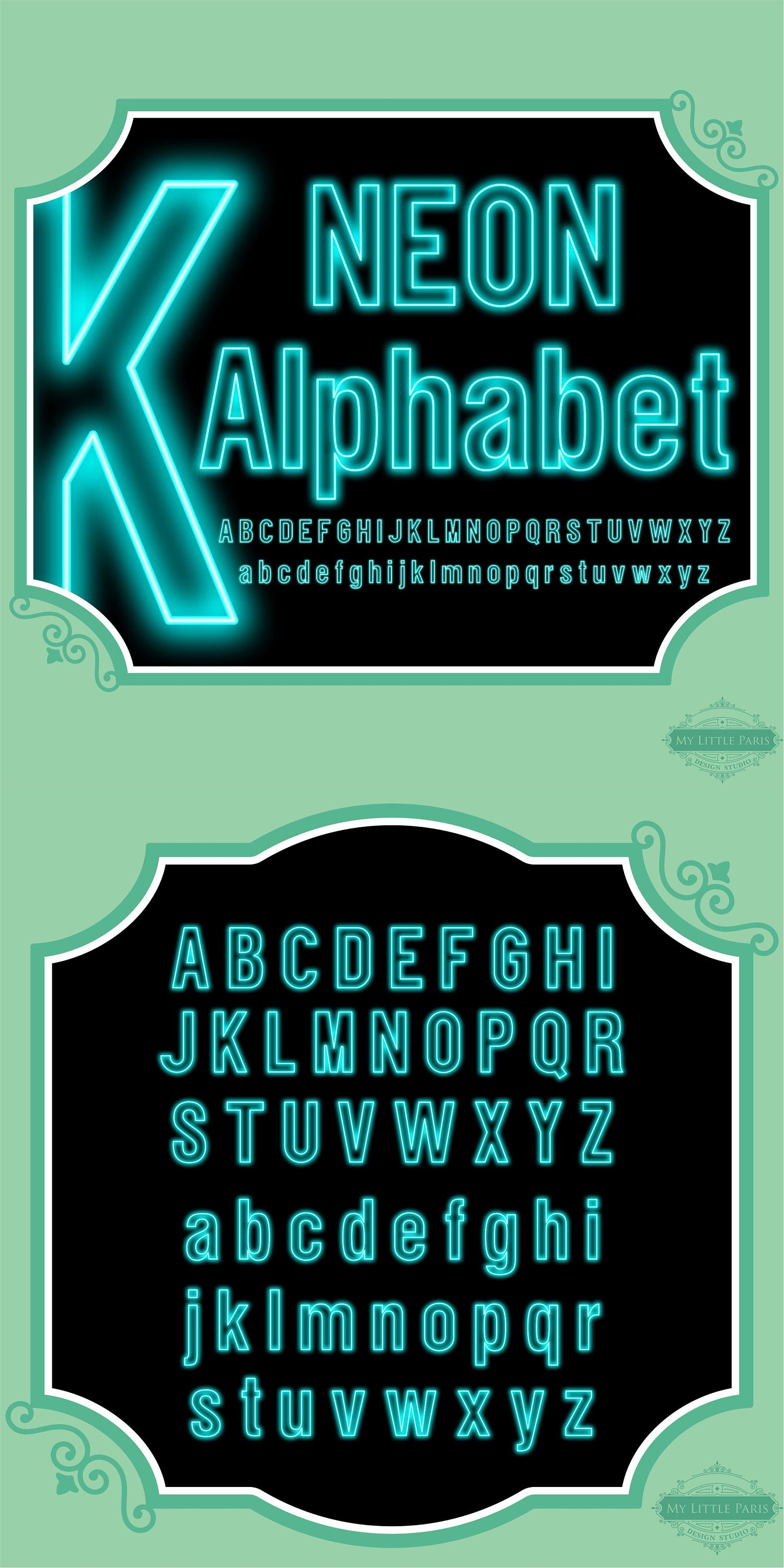 Neon Line Glow Effect Bundle 8 Colors Alphabet PNG Clip Art - Etsy