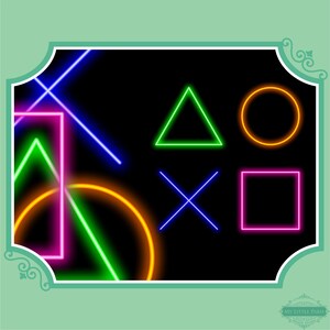 Neon Glow Effect Shapes Square Circle Triangle X