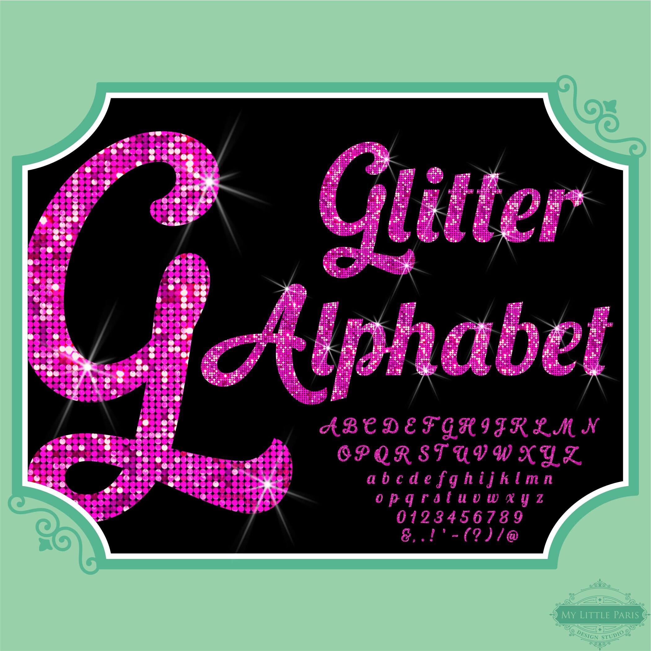 PNG Glitter Sparkle Clip Art Letters Font Numbers Instant Etsy