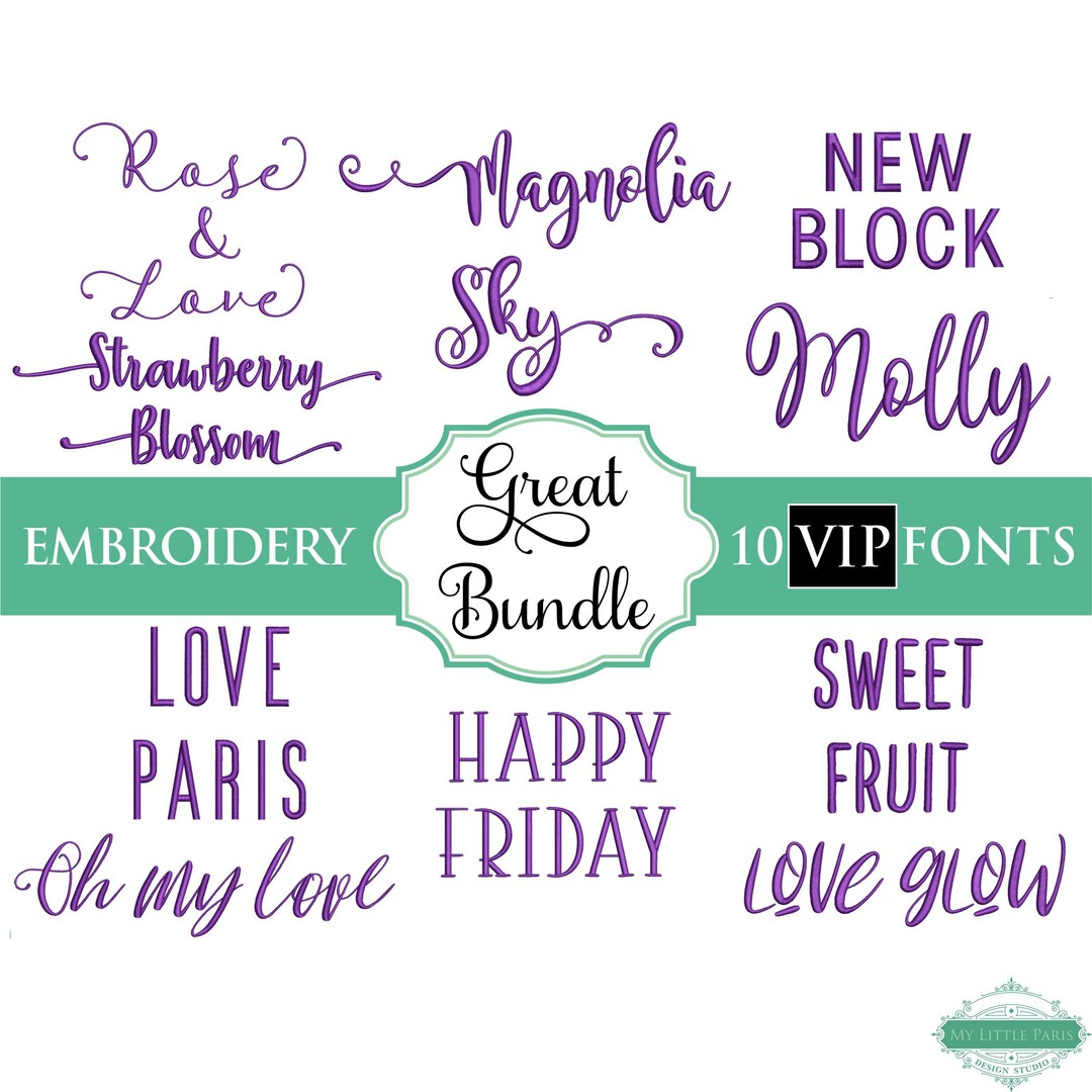 Vip Fonts Collection VIP Stickdatei Font Bundle - 0,75