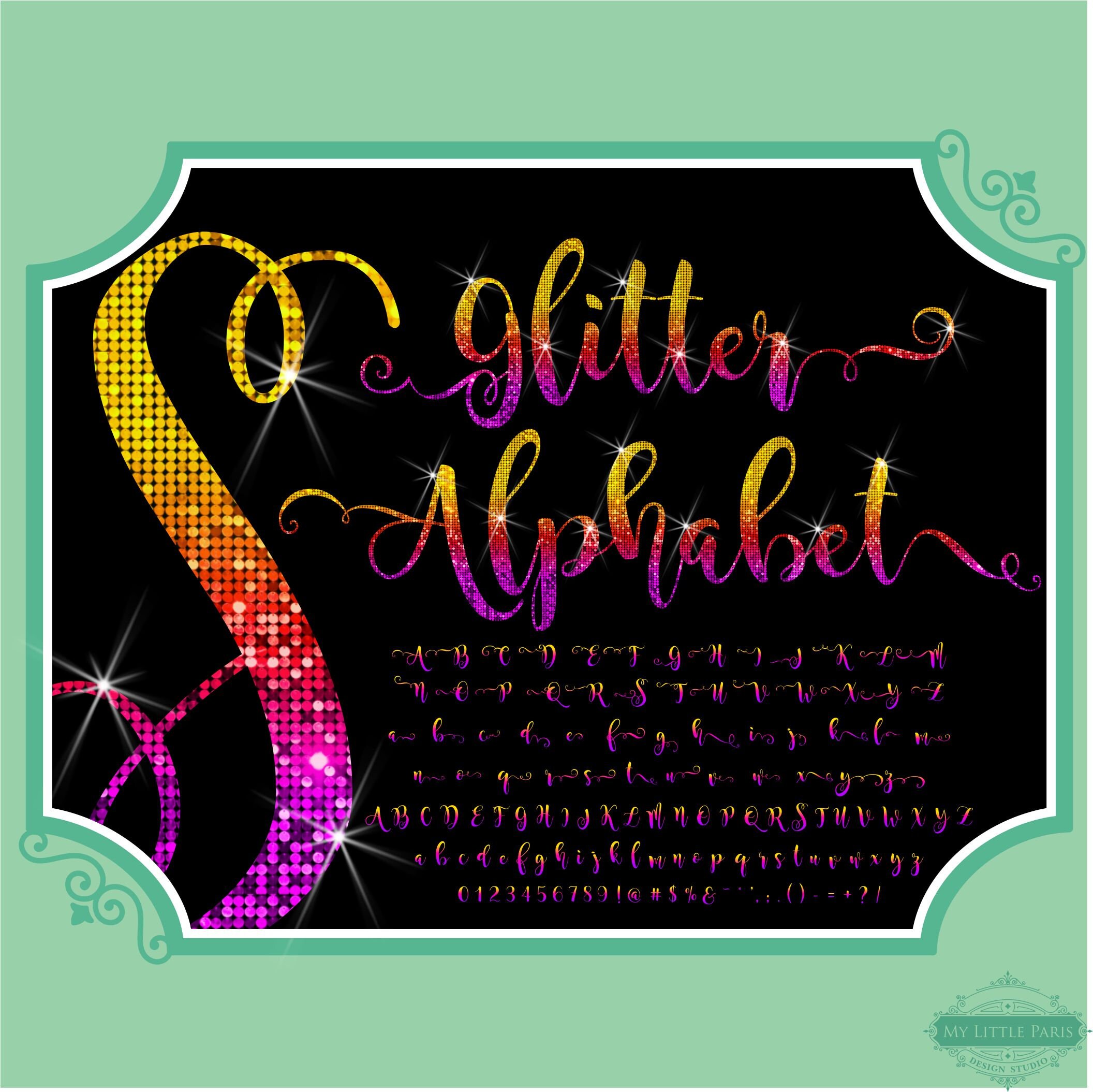 PNG Glitter Clip Art Letters Script Font Numbers Instant Download Files ...