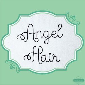 Embroidery Bean Angel Hair Script Font  - 0.75&quot; 1&quot; 1.5&quot; 2&quot; - BX Included - 11 Machine Formats - Instant Download Files