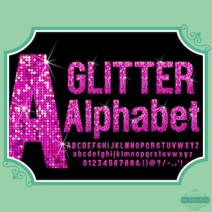 PNG Glitter Clip Art Letters Font Numbers Instant Download Files Pink Fuchsia