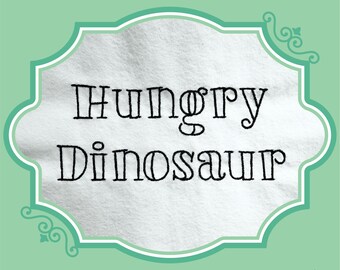 Embroidery Bean Stitch Hungry Dinosaur B Font  - 0.75" 1" 1.5" 2" - BX Included - 11 Machine Formats - Instant Download Files