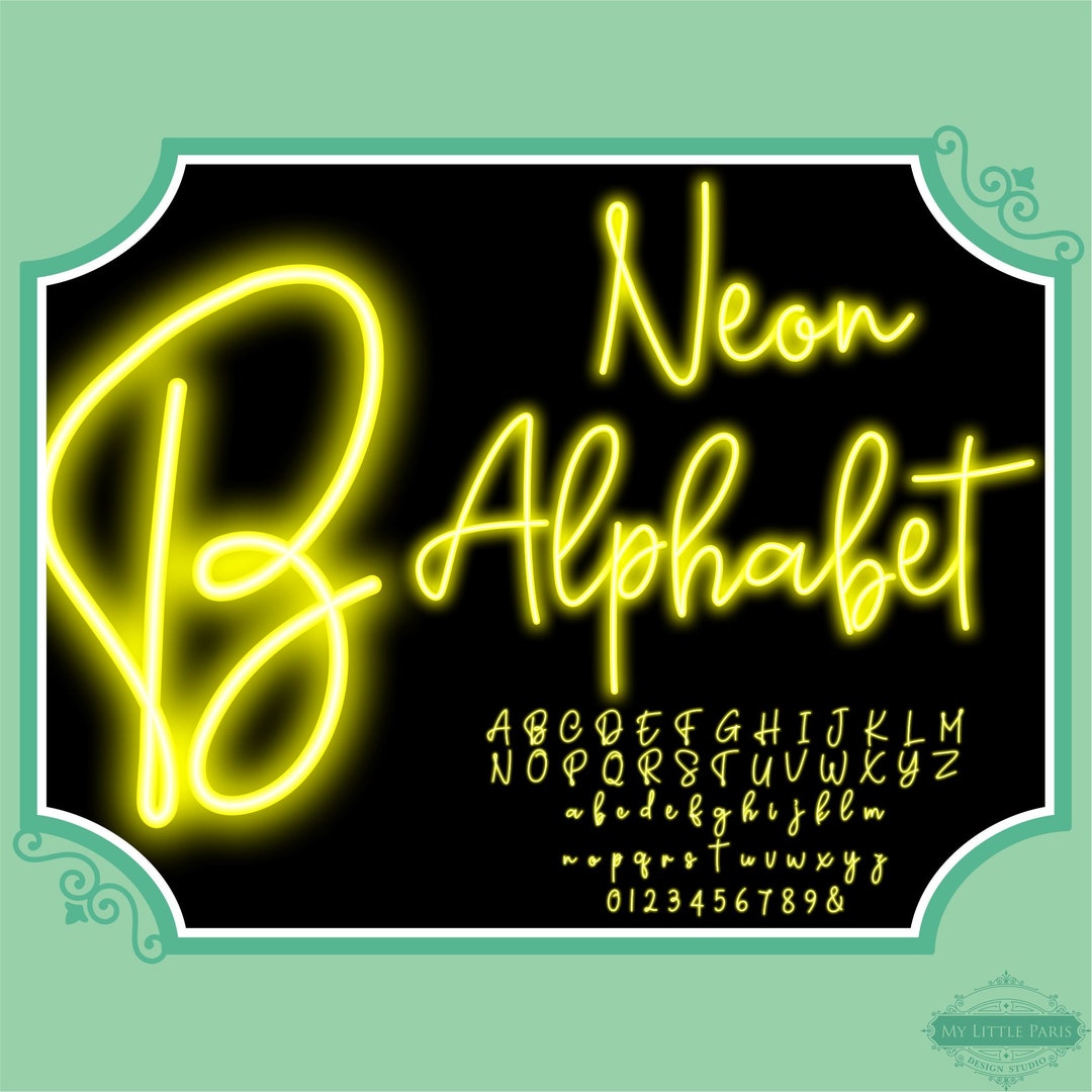 Neon Script Line Glow Effect Alphabet PNG Clip Art Letters Script Font ...
