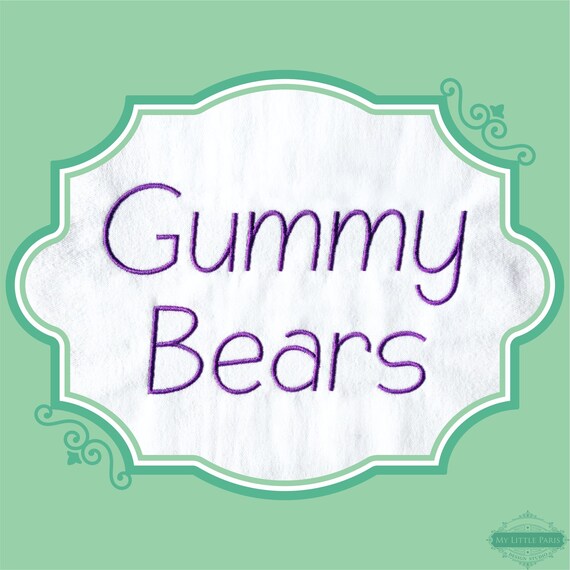 Embroidery Gummy Bears Satin Font 0.75 1 Etsy