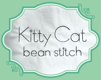 Stickerei Bean Stitch Kitty Katze Schrift - 0,75" 1"1,5" 2" - BX enthalten - 11 Maschinenformate - Instant Download-Dateien