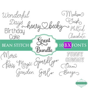 BX Bean Stitch Embroidery Font Bundle #4 - 0.75" 1" 1.5" 2" - 10 BX Fonts - Instant Download Files
