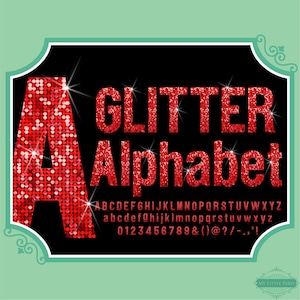 PNG Glitter Clip Art Letters Font Numbers Instant Download Files Red