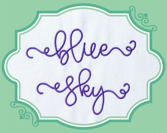 Embroidery Blue Sky Satin Font  - 0.75&quot; 1&quot; 1.5&quot; 2&quot; - BX Included - 11 Machine Formats - Instant Download Files