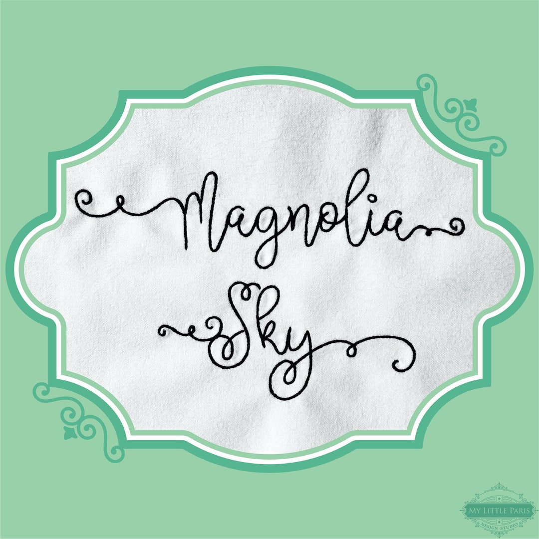 Embroidery Bean Stitch Magnolia Sky Script Font - 0.75" 1" 1.5" 2"- BX ...