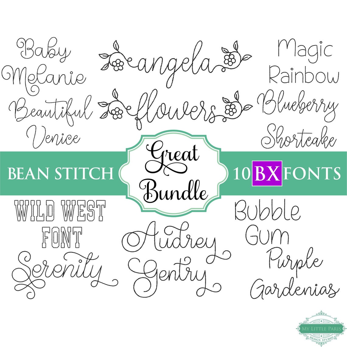 BX Bean Stitch Embroidery Font Bundle 9 0.75 1 Etsy