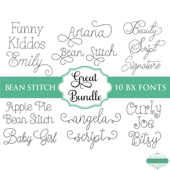 BX Bean Stitch Embroidery Font Bundle 2 0.75 1 | Etsy
