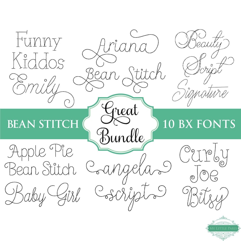 BX Bean Stitch Embroidery Font Bundle 2 0.75 1 Etsy