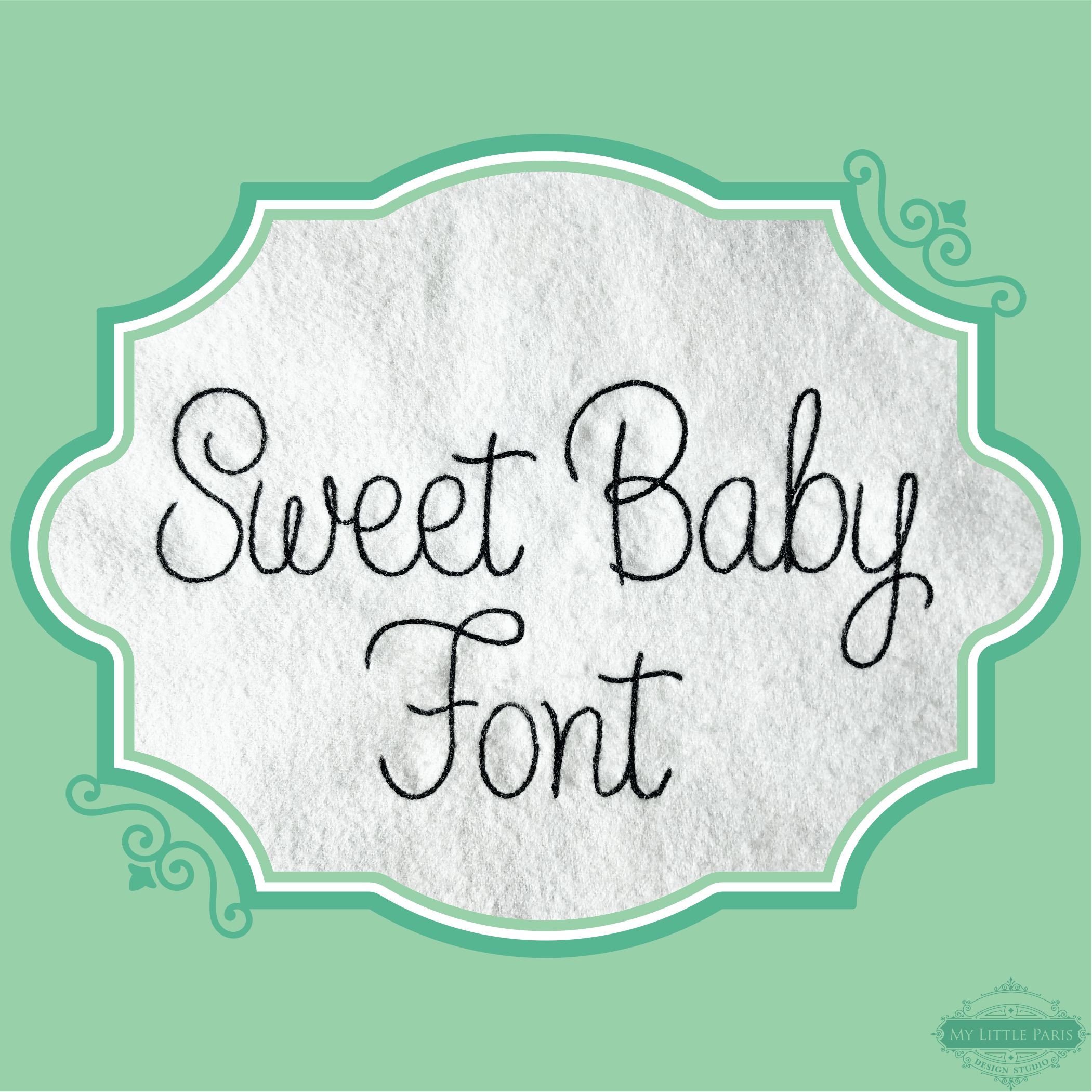 Embroidery Bean Stitch Sweet Baby Font  - 0.75" 1" 1.5&quot…