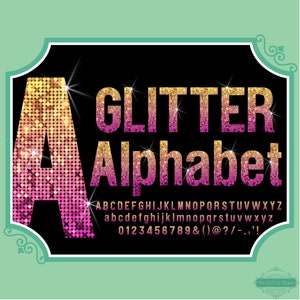 PNG Glitter Clip Art Buchstaben Schrift Zahlen Instant Download Dateien Gold Pink