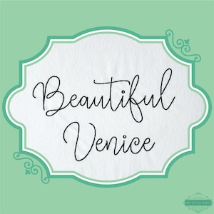 Embroidery Bean Beautiful Venice Script Font  - 0.75" 1" 1.5" 2" - BX Included - 11 Machine Formats - Instant Download Files