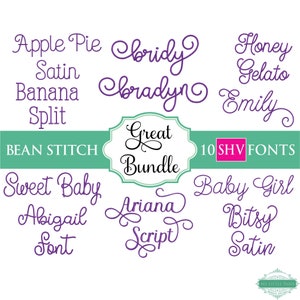 SHV Satin Embroidery Font Bundle #8 - 0.75&quot; 1&quot; 1.5&quot; 2&quot;- 10 SHV Fonts - Instant Download Files