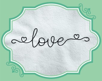 Stickerei Bohnenstich Liebe Schrift - 0,75&quot; 1&quot; 1,5&quot; 2&quot; - BX enthalten - 11 Maschinenformate - Instant Download-Dateien