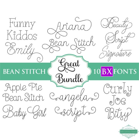 BX Bean Stitch Embroidery Font Bundle 2 0.75 1 | Etsy