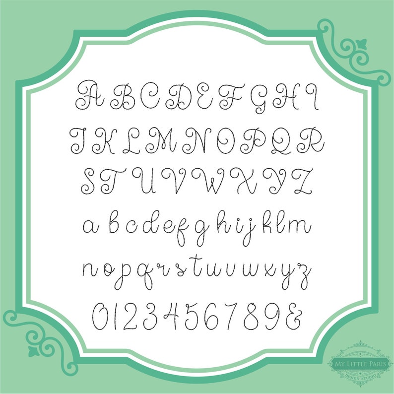 Angie Script Embroidery Bean Baby Angie Script Font - 0.75