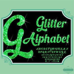 PNG Glitter funkeln Clip Art Buchstaben Schrift Zahlen Instant Download Dateien grün