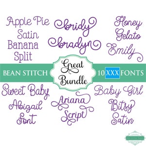 XXX Satin Embroidery Font Bundle #8 - 0.75&quot; 1&quot; 1.5&quot; 2&quot;- 10 XXX Fonts - Instant Download Files