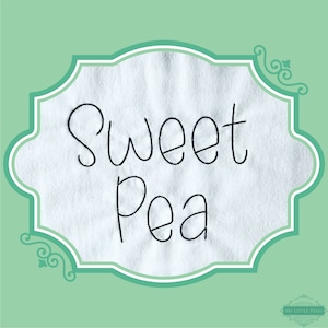 Embroidery Bean Sweet Pea Font - 0.75" 1" 1.5" 2" - BX Incluido - 11 Formatos de máquina - Archivos de descarga instantánea