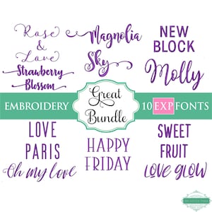 EXP Embroidery Font Bundle  - 0.75&quot; 1&quot; 1.5&quot; 2&quot;- 10 EXP Fonts - Instant Download Files