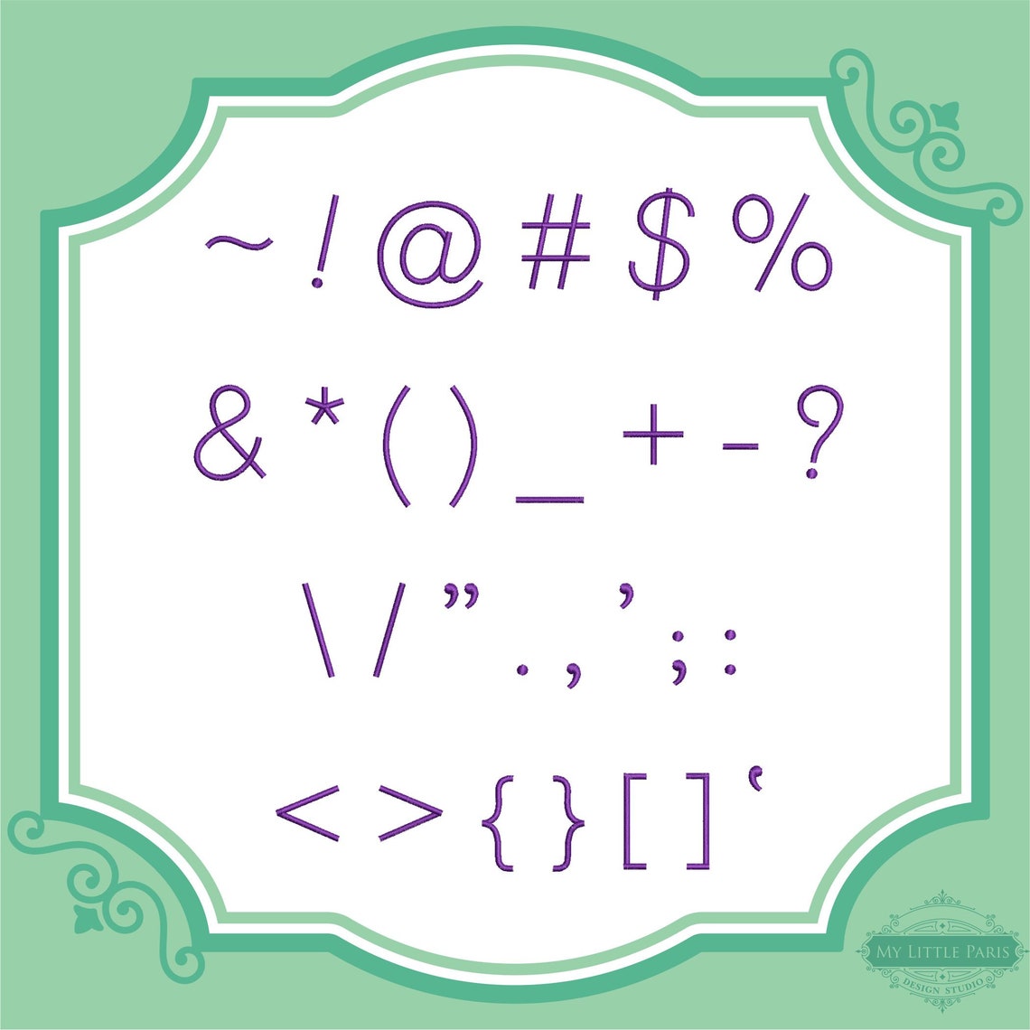 Embroidery Symbols & Punctuation Satin - for Our Fonts Size 0.75
