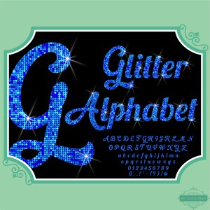 PNG Glitter Sparkle Clip Art Letters Font Numbers Instant Download Files Blue
