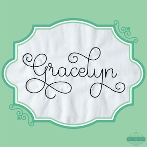 Embroidery Bean Gracelyn Script Font  - 0.75&quot; 1&quot; 1.5&quot; 2&quot; - BX Included - 11 Machine Formats - Instant Download Files