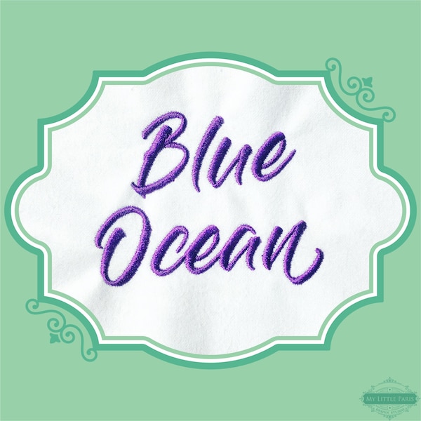 Embroidery Blue Ocean Font  - 0.75" 1" 1.5" 2" - BX Included - 11 Machine Formats - Instant Download Files