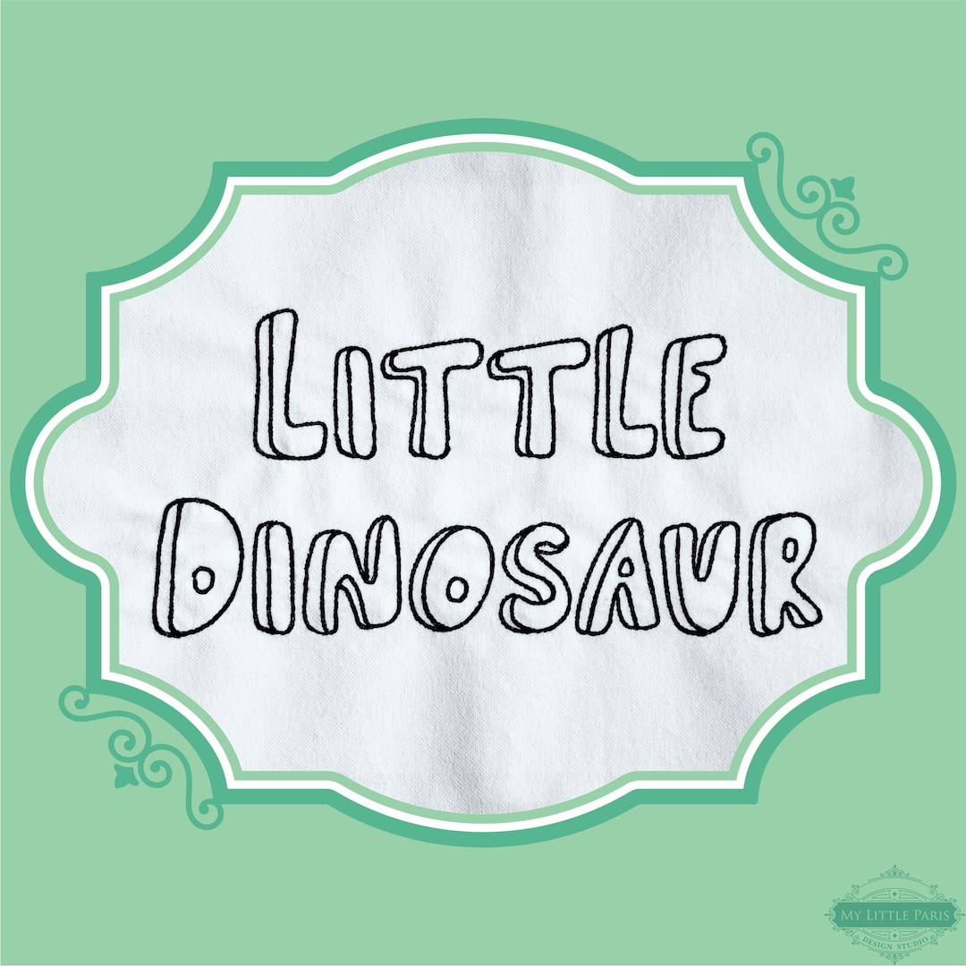 Embroidery Bean Stitch Little Dinosaur Font - 0.75" 1" 1.5" 2"- BX ...
