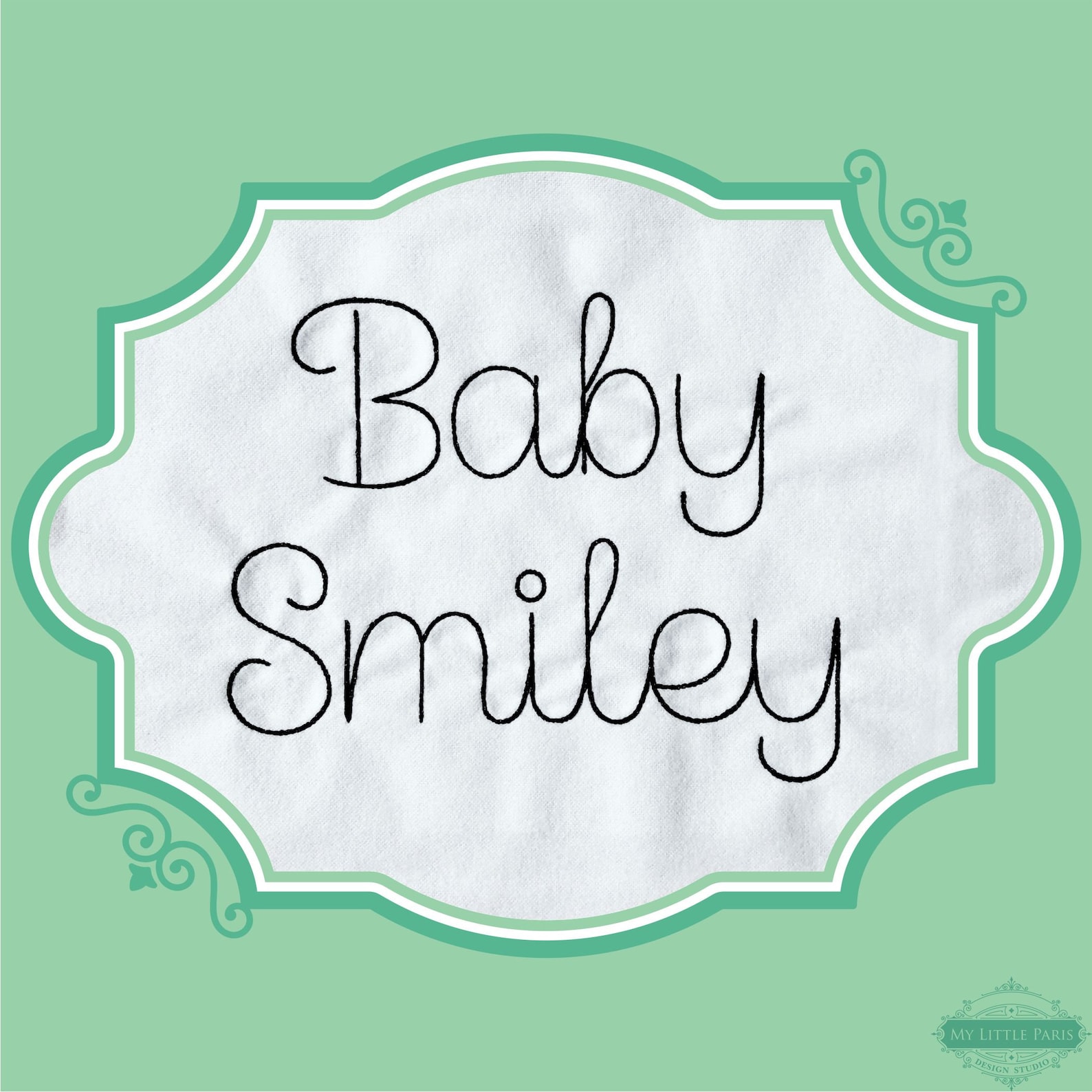 Embroidery Bean Baby Smiley Script Font - 0.75
