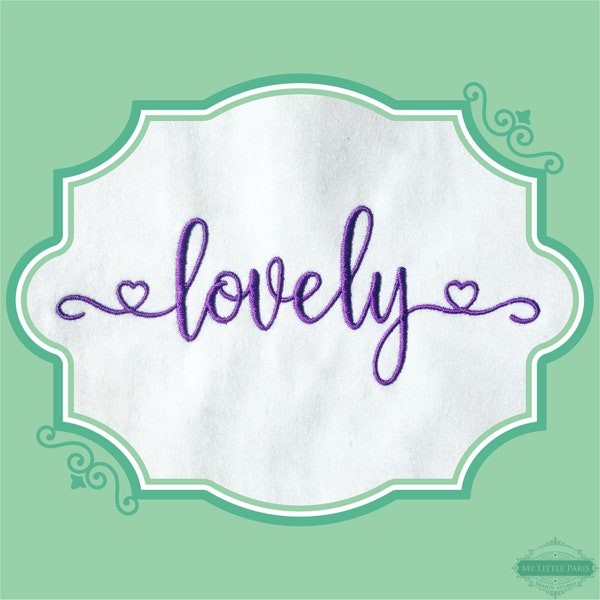 Embroidery Lovely Font  - 0.75" 1" 1.5" 2"- BX Included - 11 Machine Formats - Instant Download Files