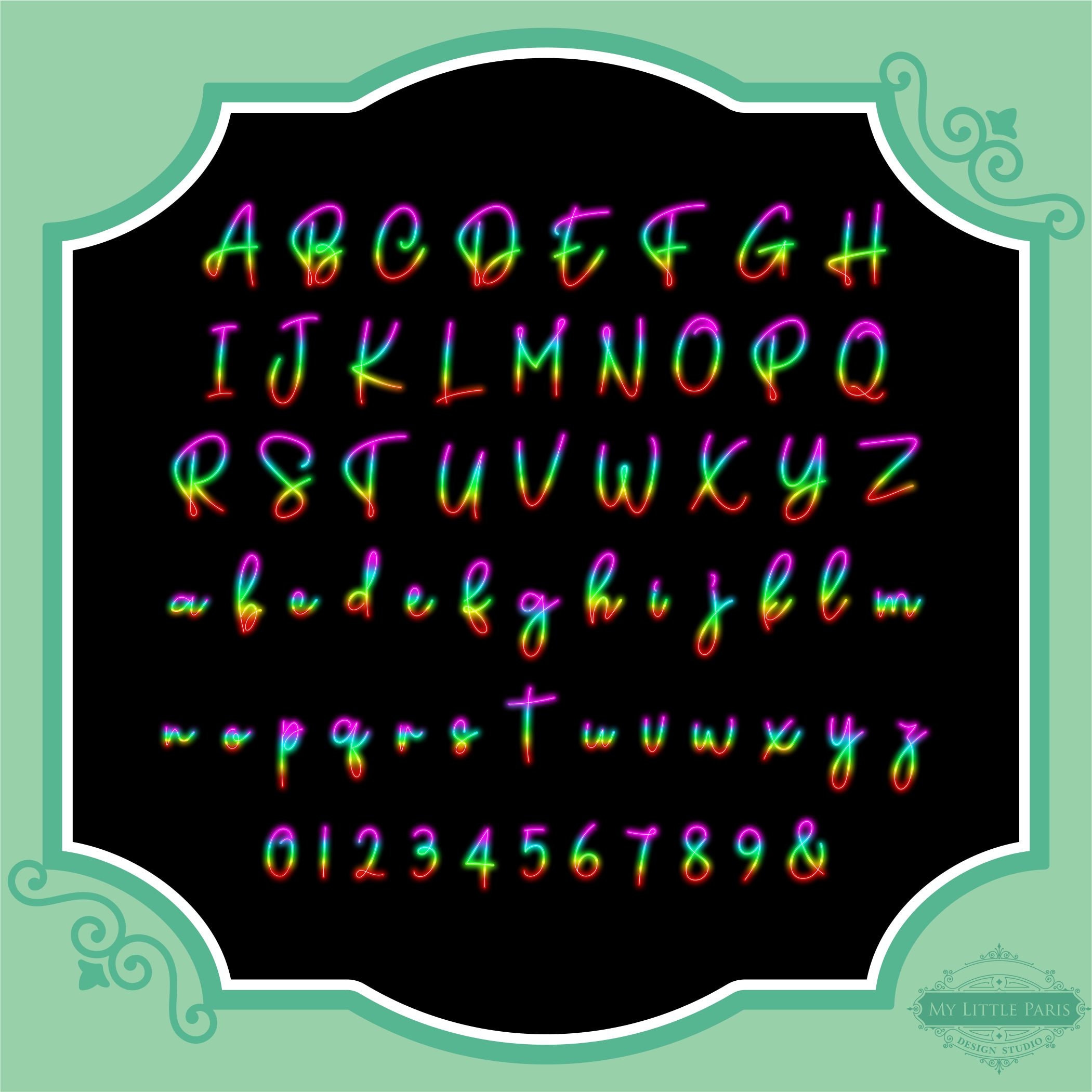 Neon Script Multicolor Rainbow Alphabet B PNG Clip Art Letters Font ...
