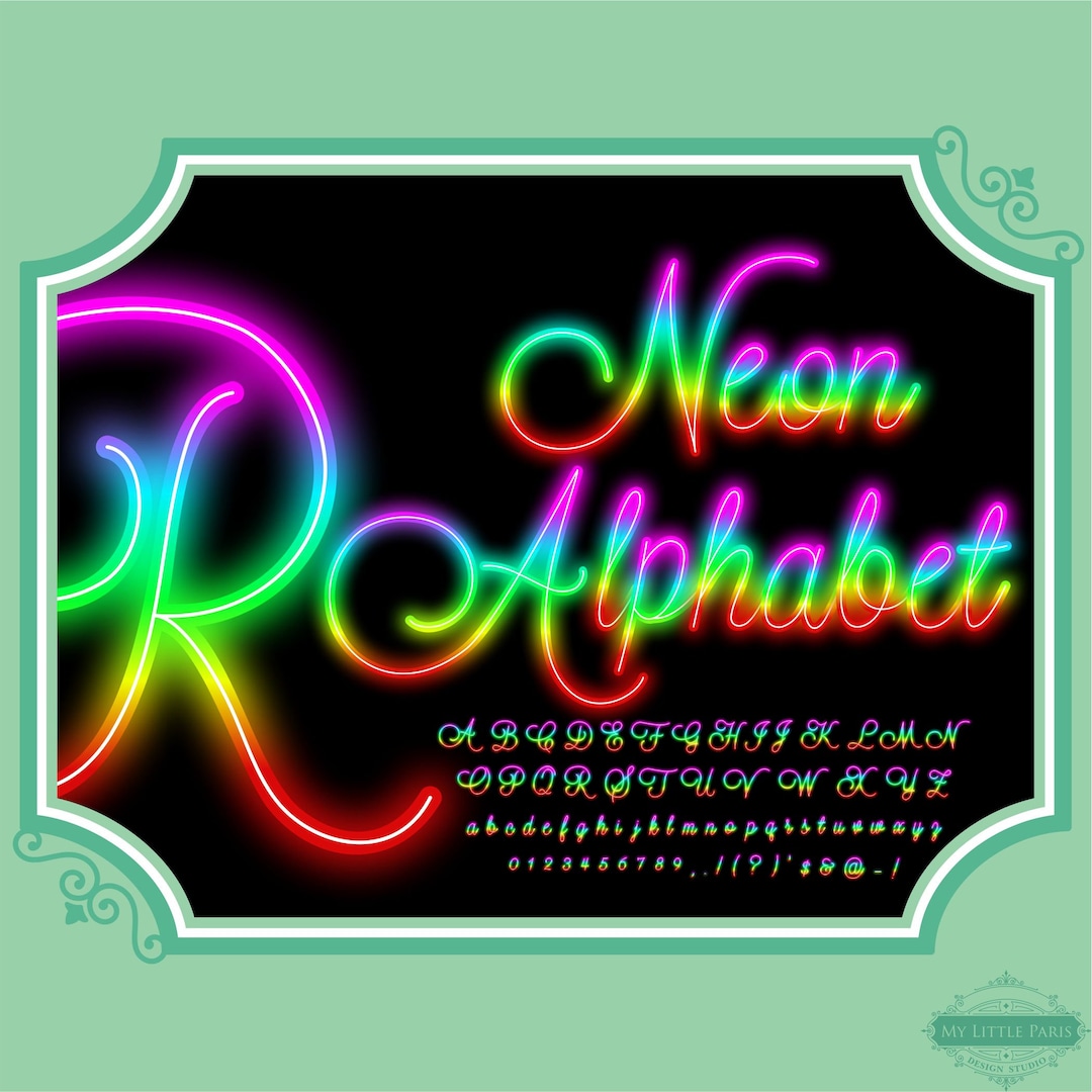 Neon Multicolor Rainbow Script Alphabet D PNG Clip Art Letters Font ...